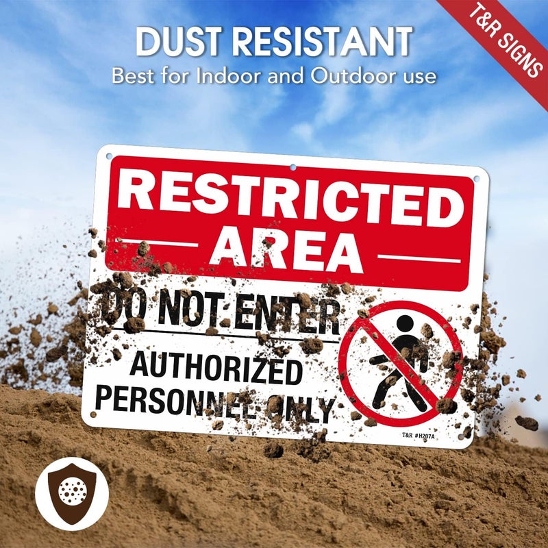 TR Large Restricted Area Do Not Enter Authorized Personnel Only Sign,1 Pack,14x10 Inches Rust Free .040 Aluminum,UV Protected, Waterproof, Weatherproof and Fade Resistant,6 Pre-drilled Holes - Image 5